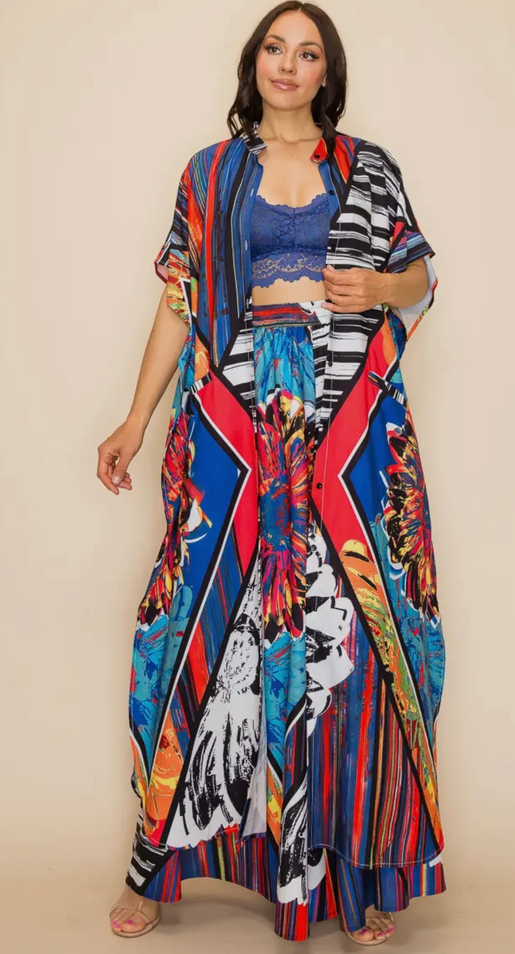 Sudden Blue Floral 2pc Pant Set
