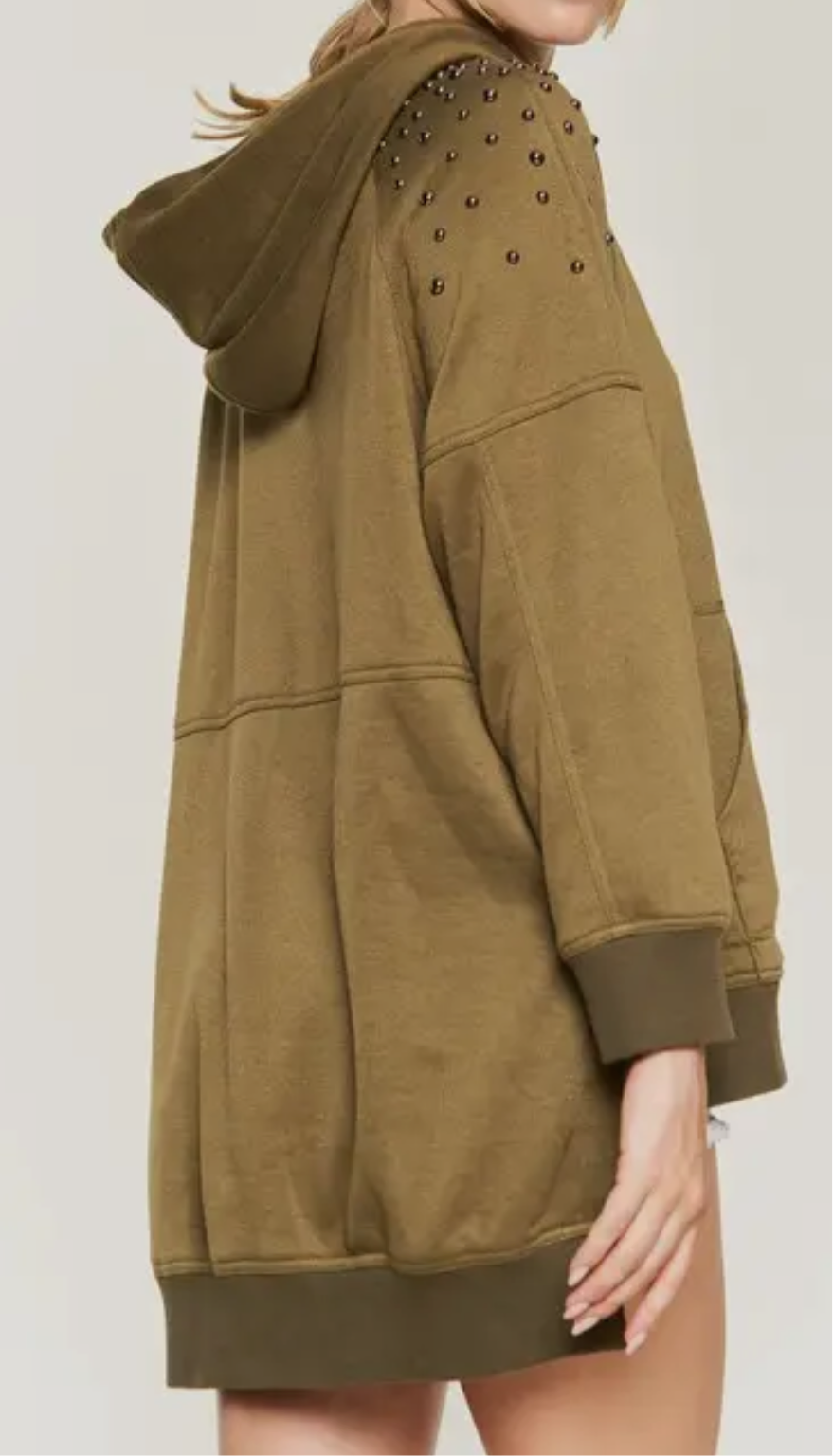 Studded Shoulder Hoodie