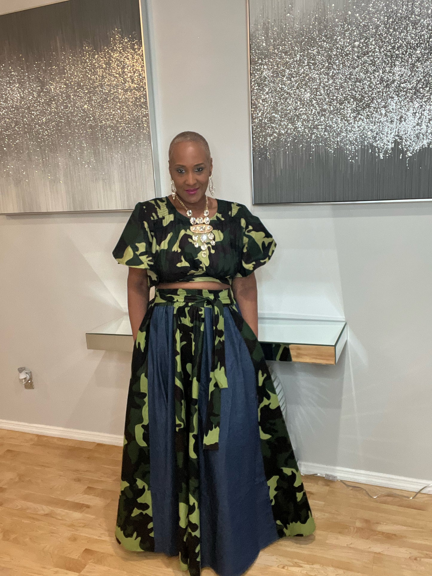Runway Style 2Pc Camo Skirt Set
