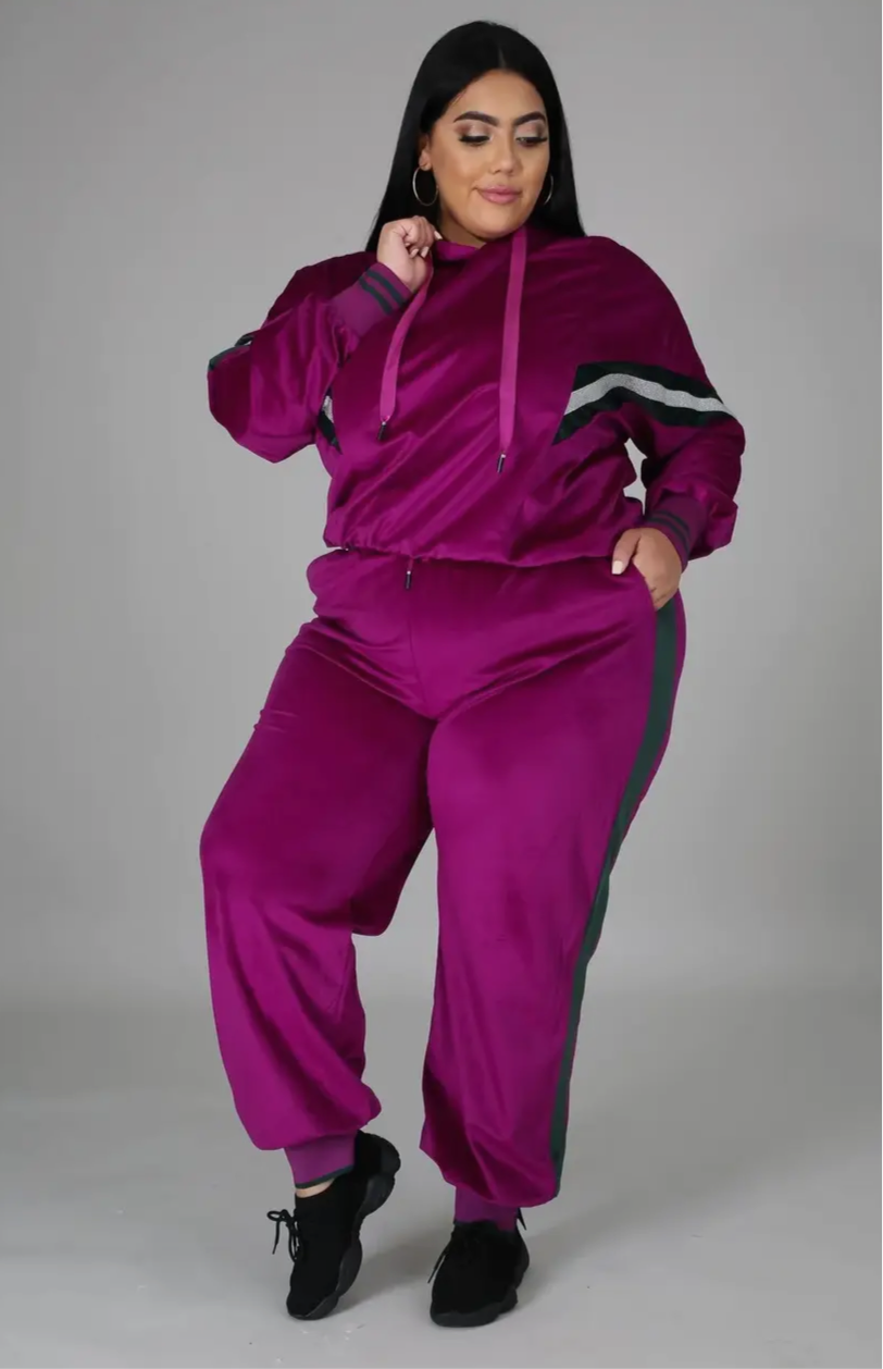 Track You Me Down 2pc Jogger Set_Magenta