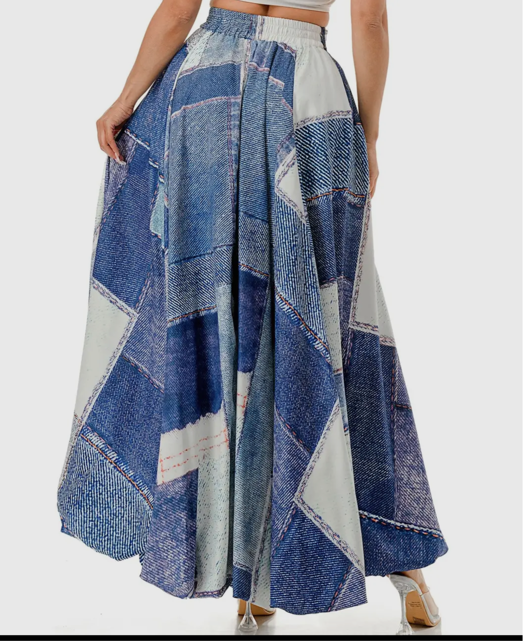 DENIM POPLIN HIGH LOW SKIRT(DENIM INSPIRED)