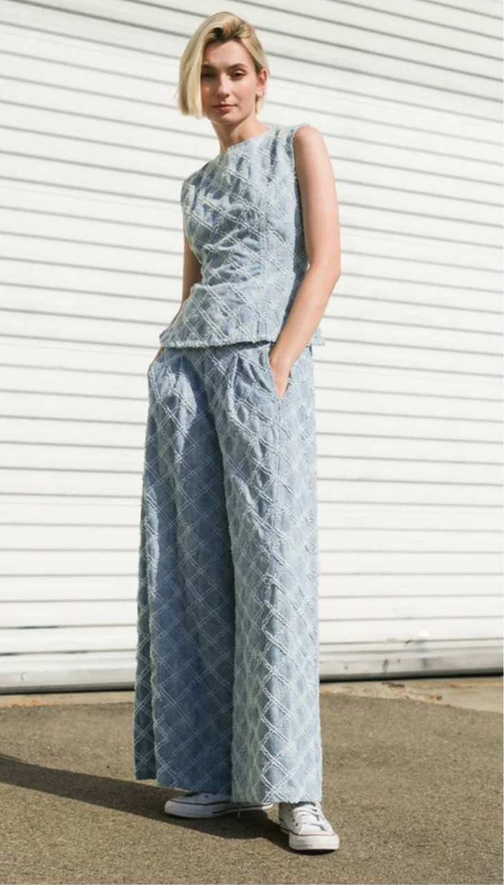 UNFOLDING CHAPTER DENIM TOP