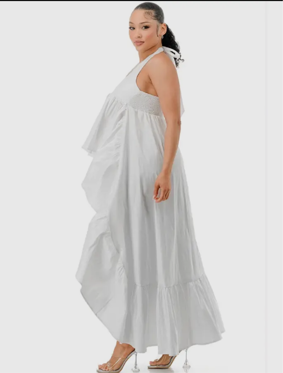 Fancy Halter Ruffle Dramatic High Low