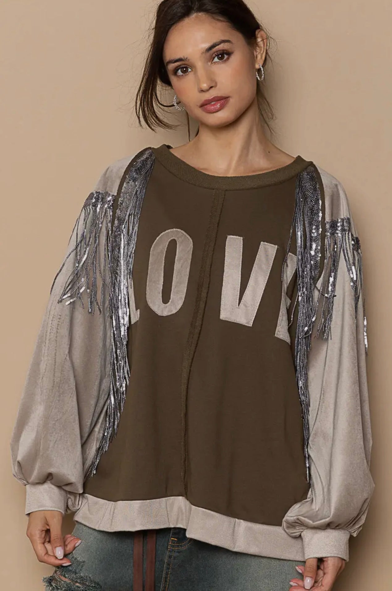 Say It With Love French Sequin Tassel Top