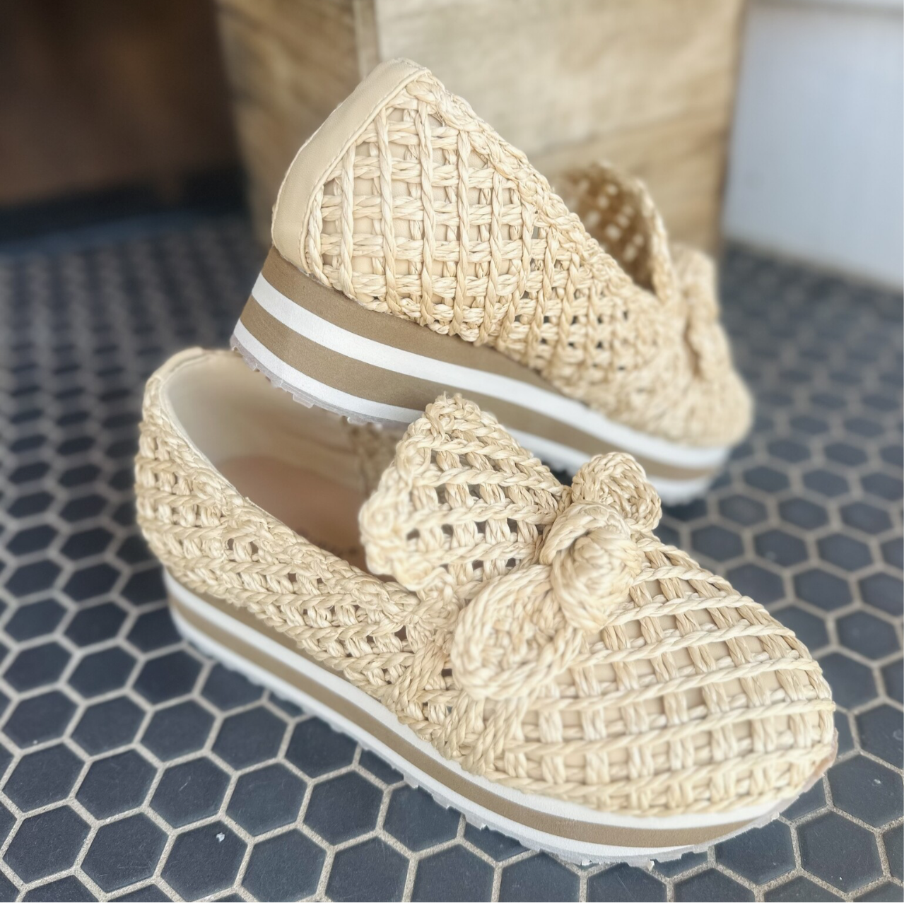Nessa Natural Woven Loafer w/Bow