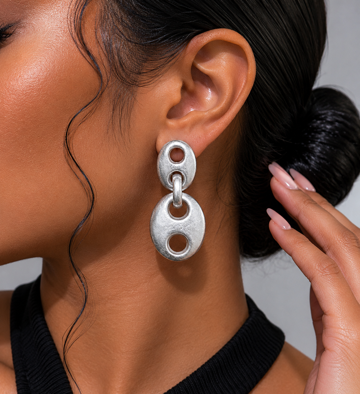 Matte Silver Gucci Link Earrings