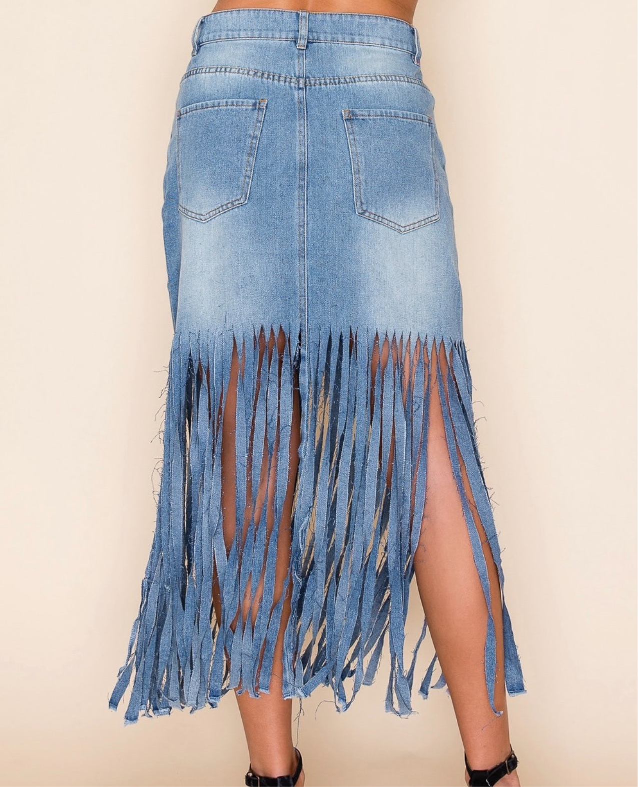 Mayhem Fringe Denim Skirt _Med