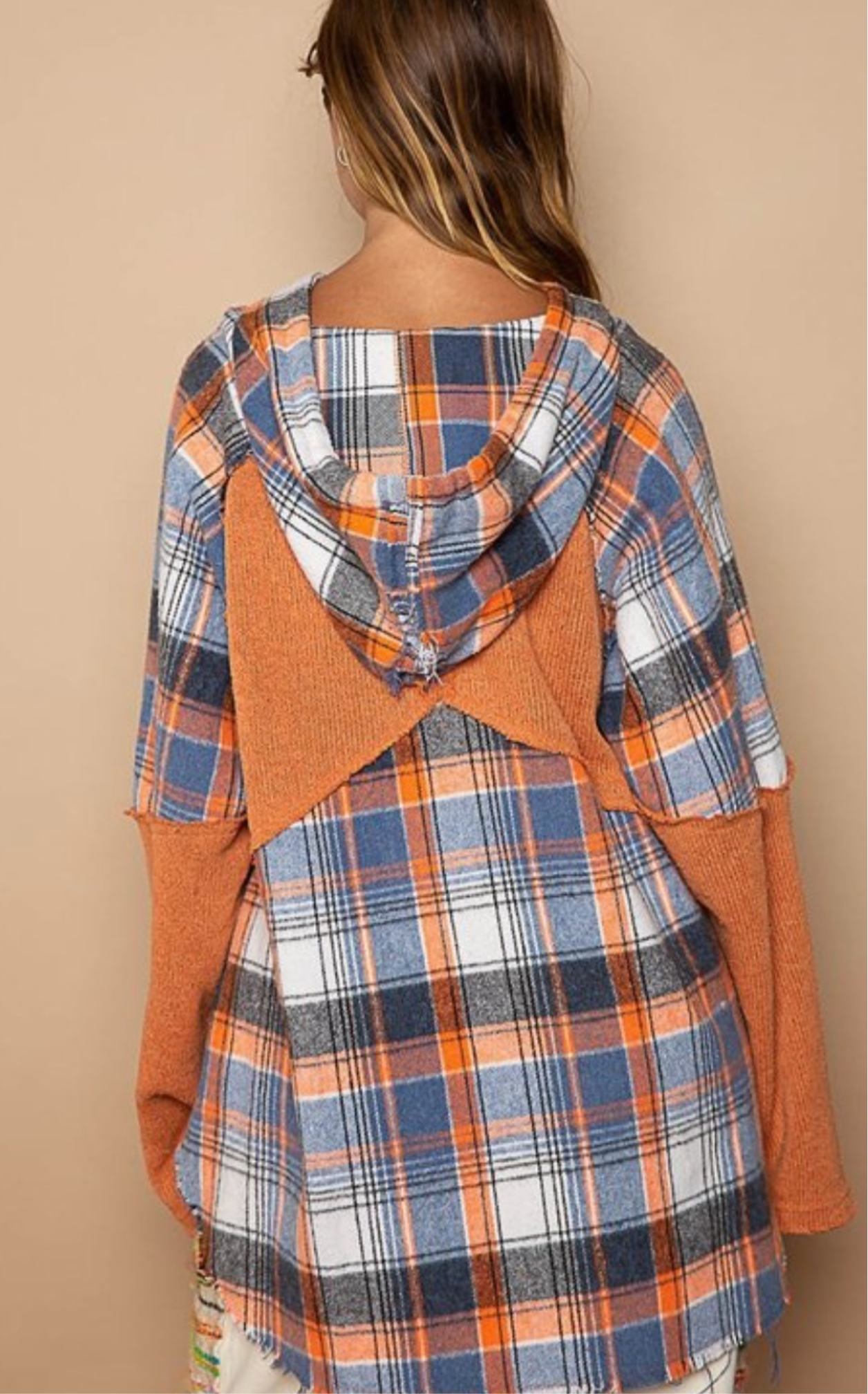 Yasmine Contrast Vintage Wash Plaid Top
