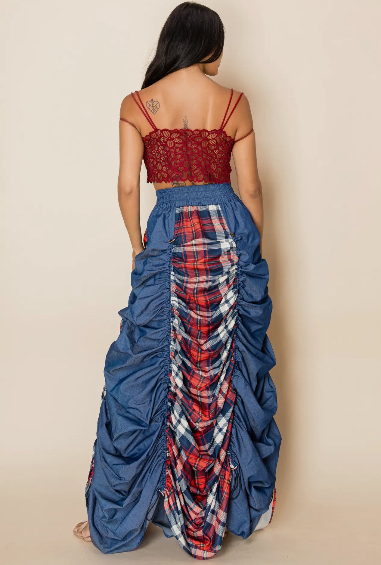 Love theDenim &Plaid Maxi Skirt
