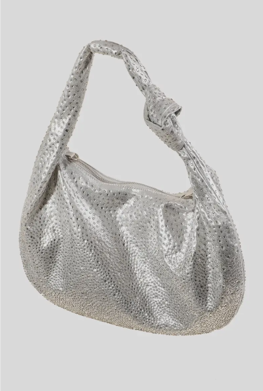 FAME Rhinestone Studded Hobo Bag