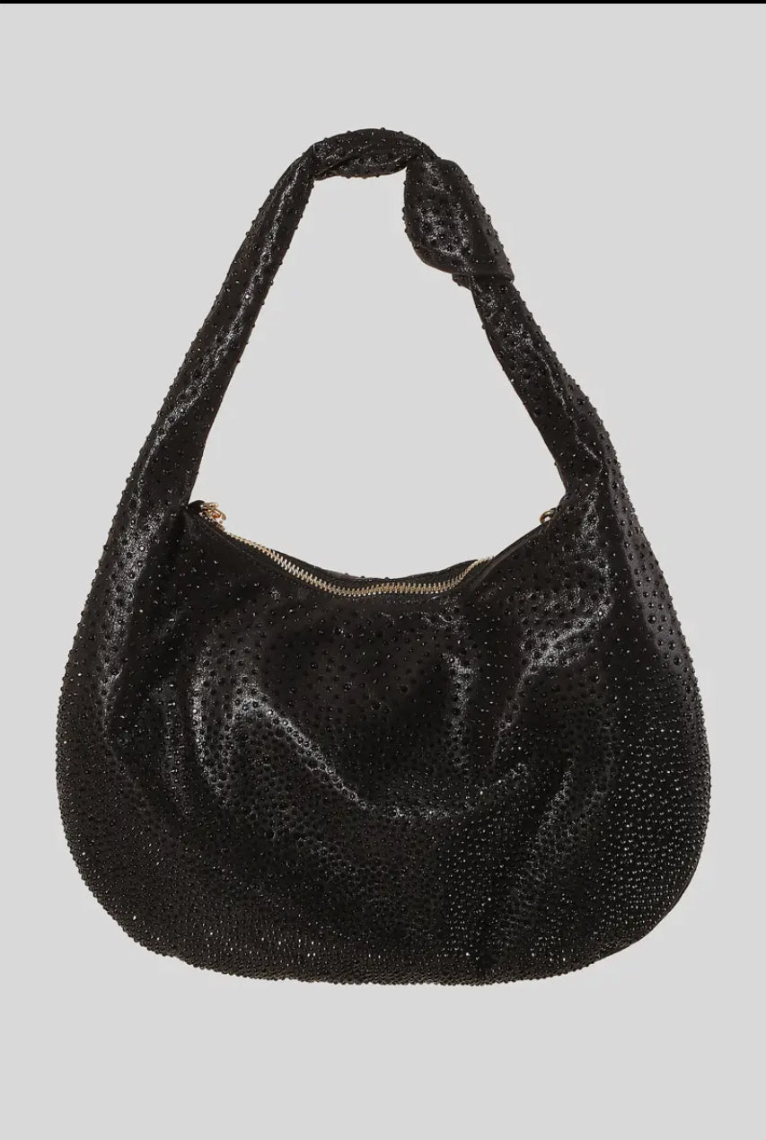 FAME Rhinestone Studded Hobo Bag