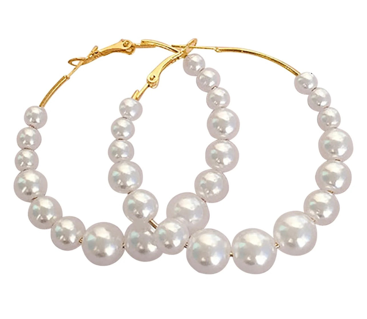 Pearl Rhinestone Hoops