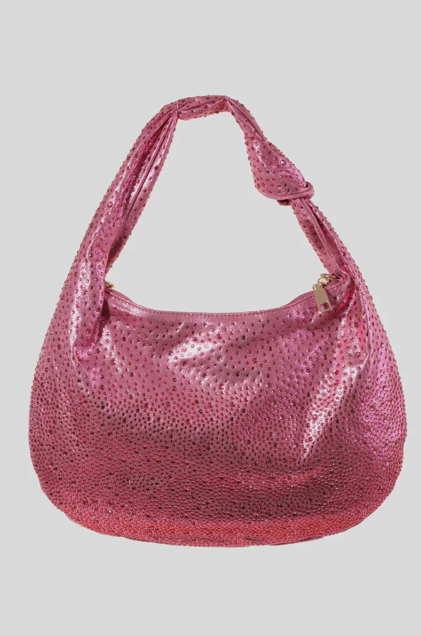 FAME Rhinestone Studded Hobo Bag