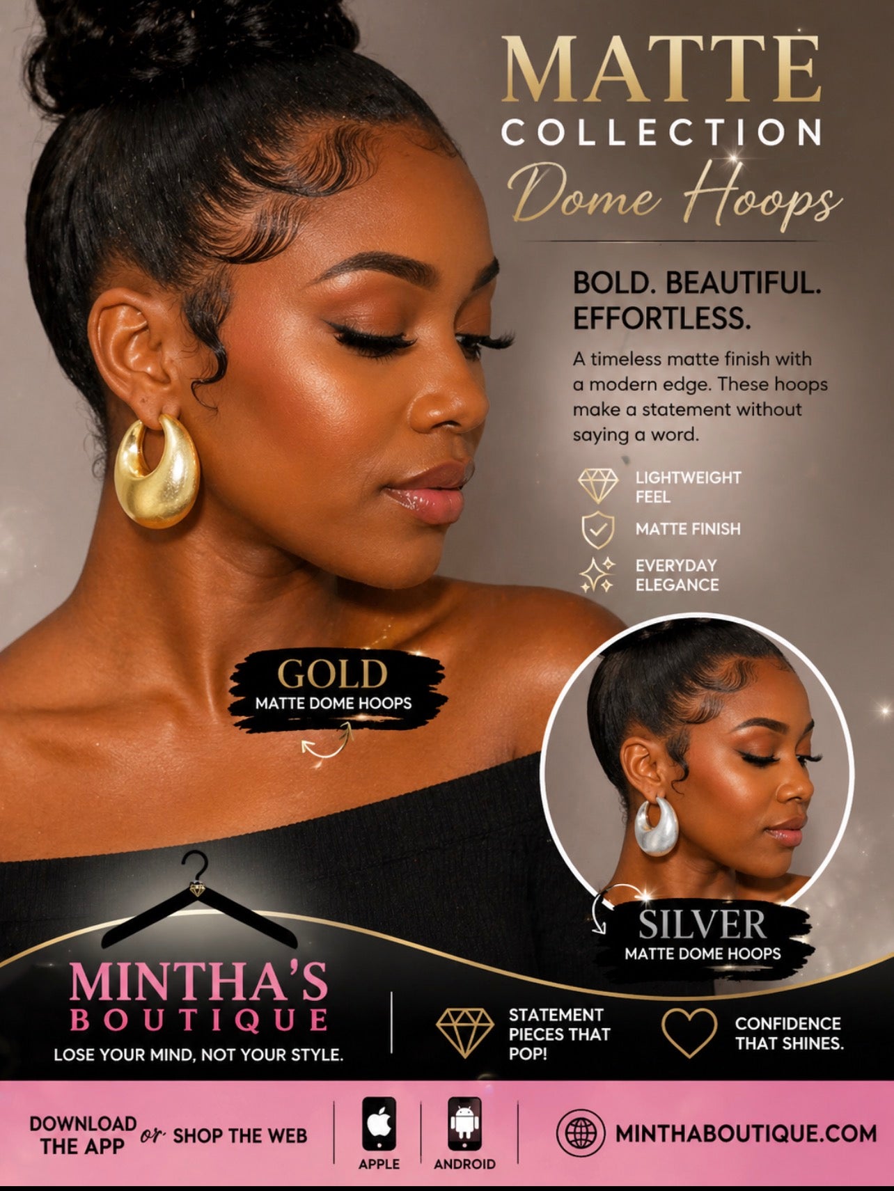 Matte Dome Bold Hoops