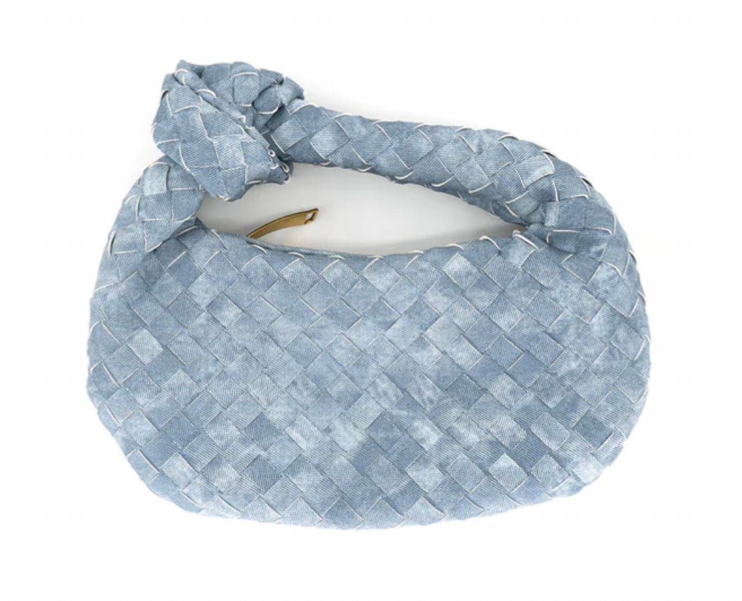 Denim Woven Knotten “Bottega” Bag