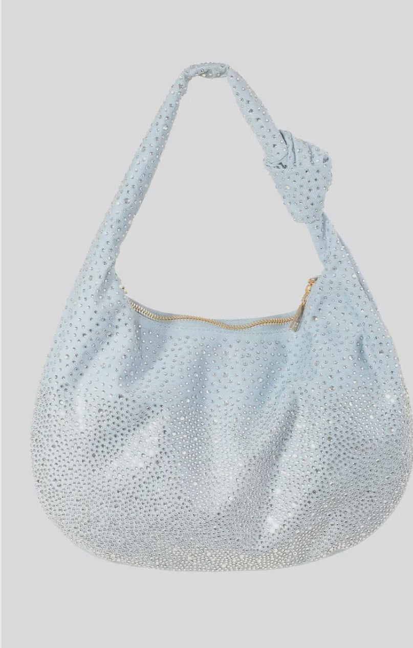 FAME Rhinestone Studded Hobo Bag