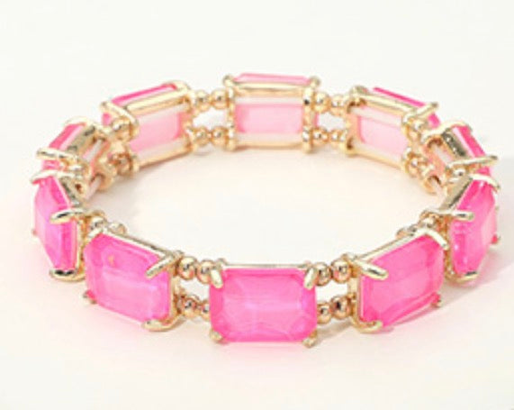 Cushion Square Stone Stretch Bracelet