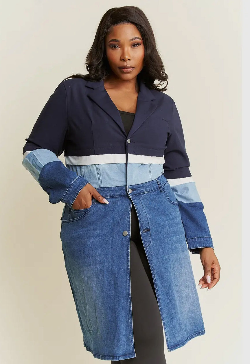 Classy Lady Denim Combo Blazer