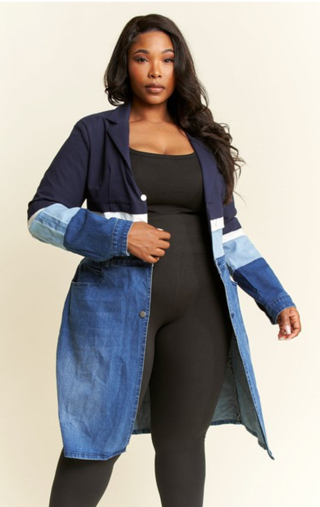 Classy Lady Denim Combo Blazer
