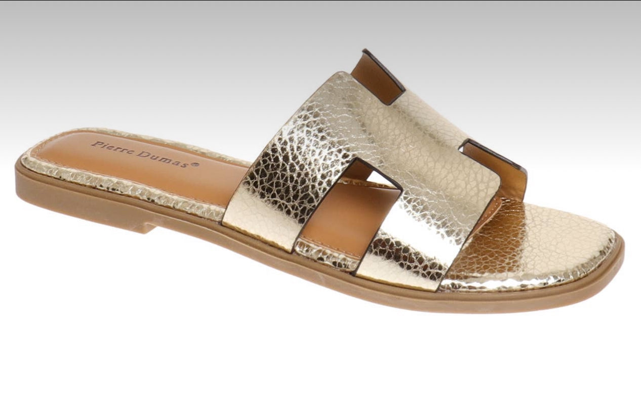 EMPRESS METALLIC SLIP ON SANDALS_Gold or Royal Blue