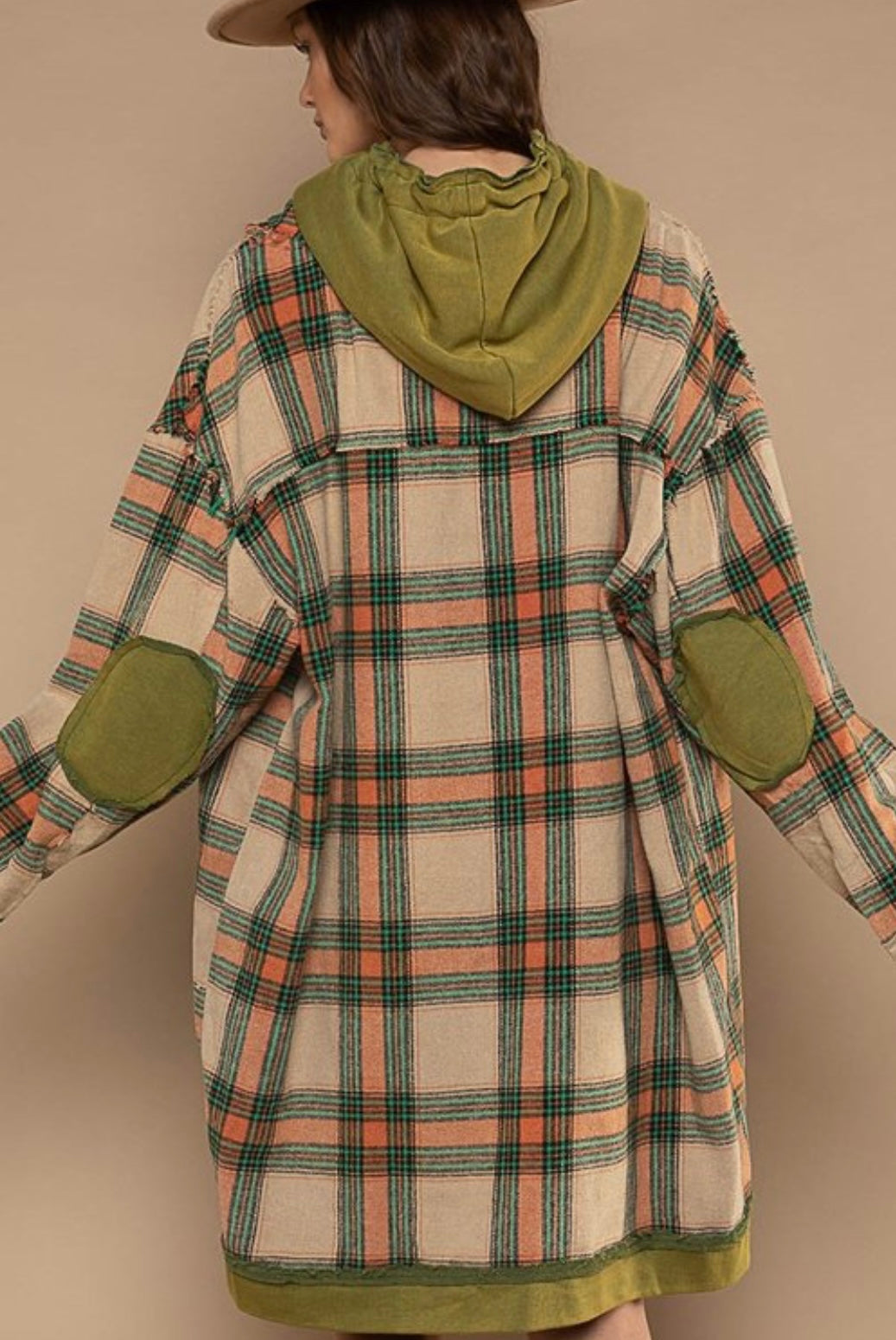 Tucker Olive Green Plaid Oversized Jacket