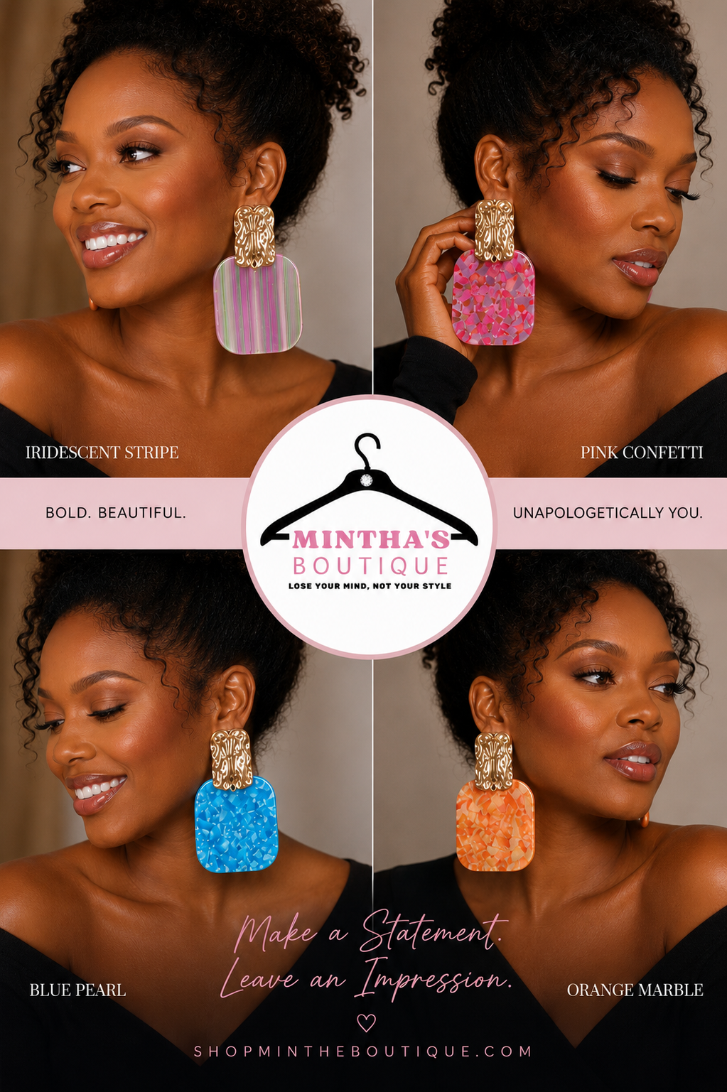 Oversized Patterned Celluloid Earrings