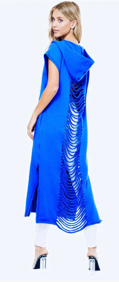 No Drama Distressed Maxi Sweatshirt/Dress