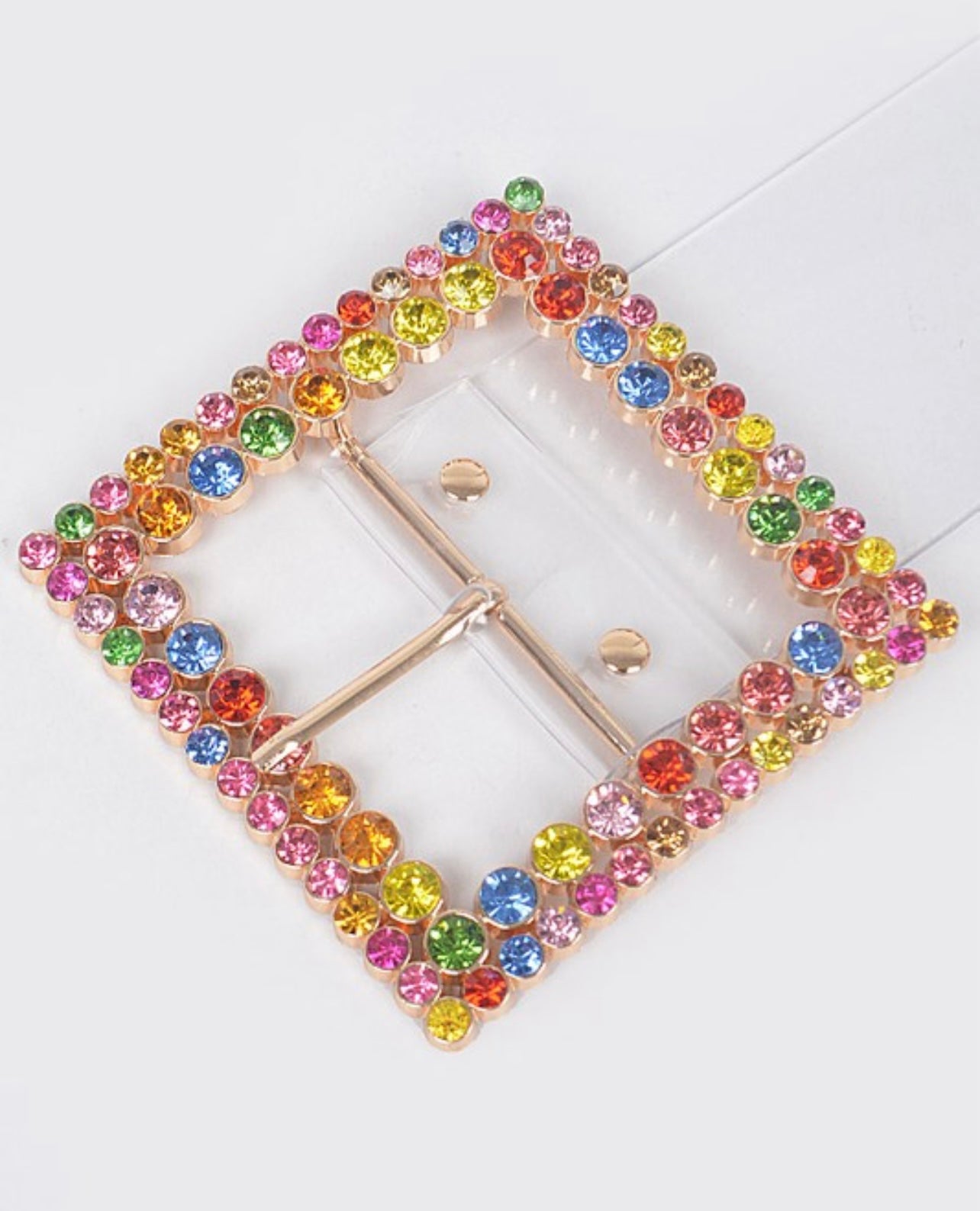 Multi Color Rhinestone Clear Belt