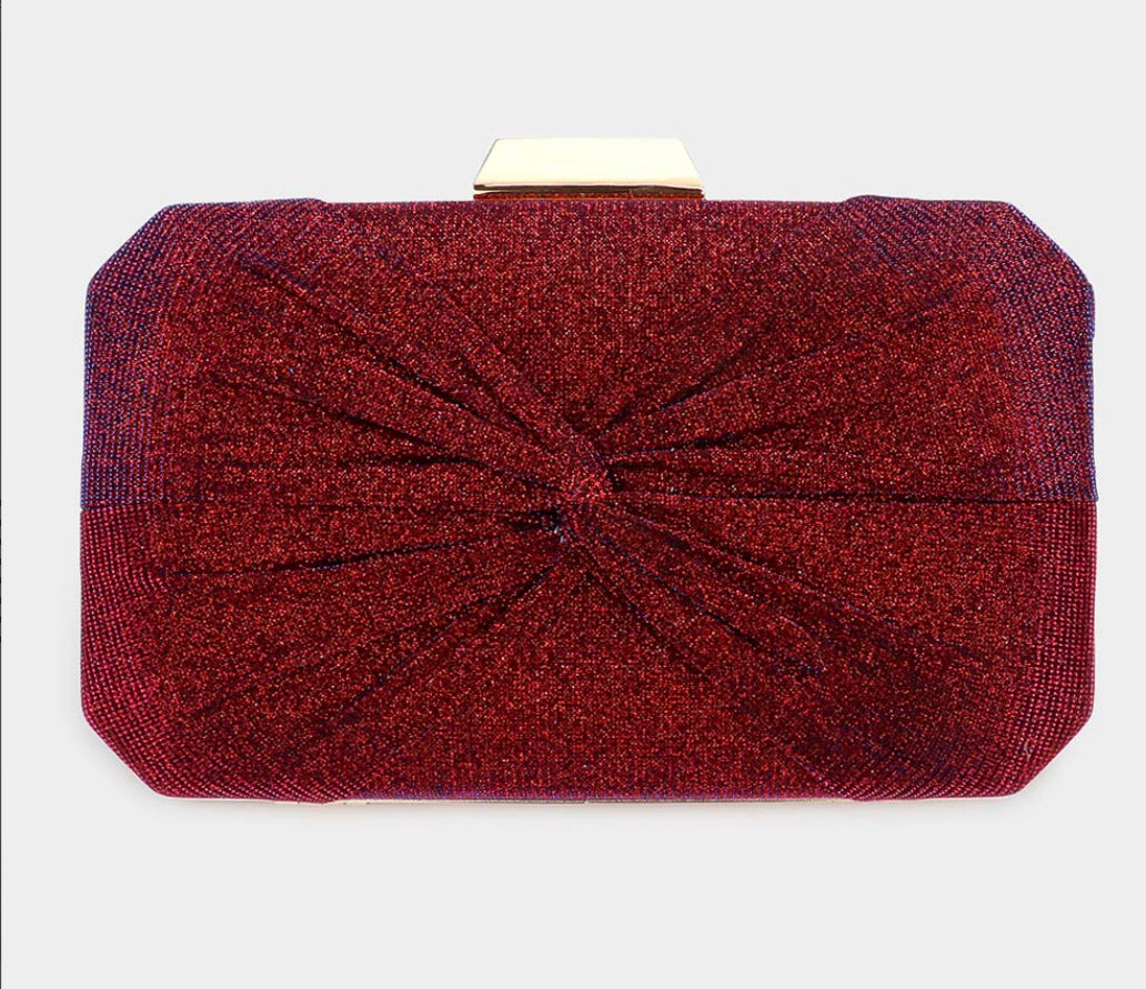 Knotted Shimmery Evening Clutch / Crossbody Bag
