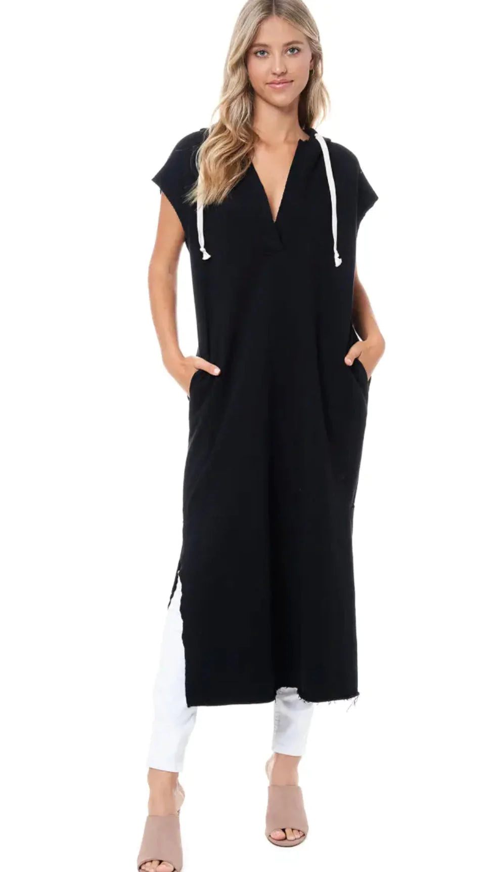 No Drama Distressed Maxi Sweatshirt/Dress
