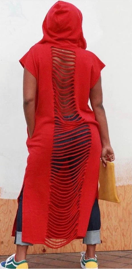 No Drama Distressed Maxi Sweatshirt/Dress