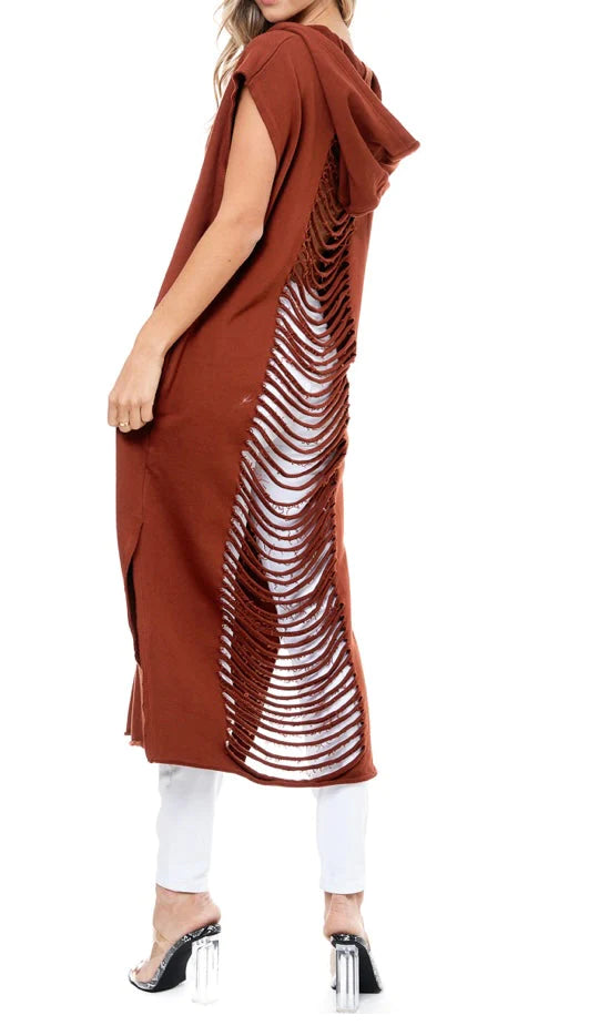 No Drama Distressed Maxi Sweatshirt/Dress