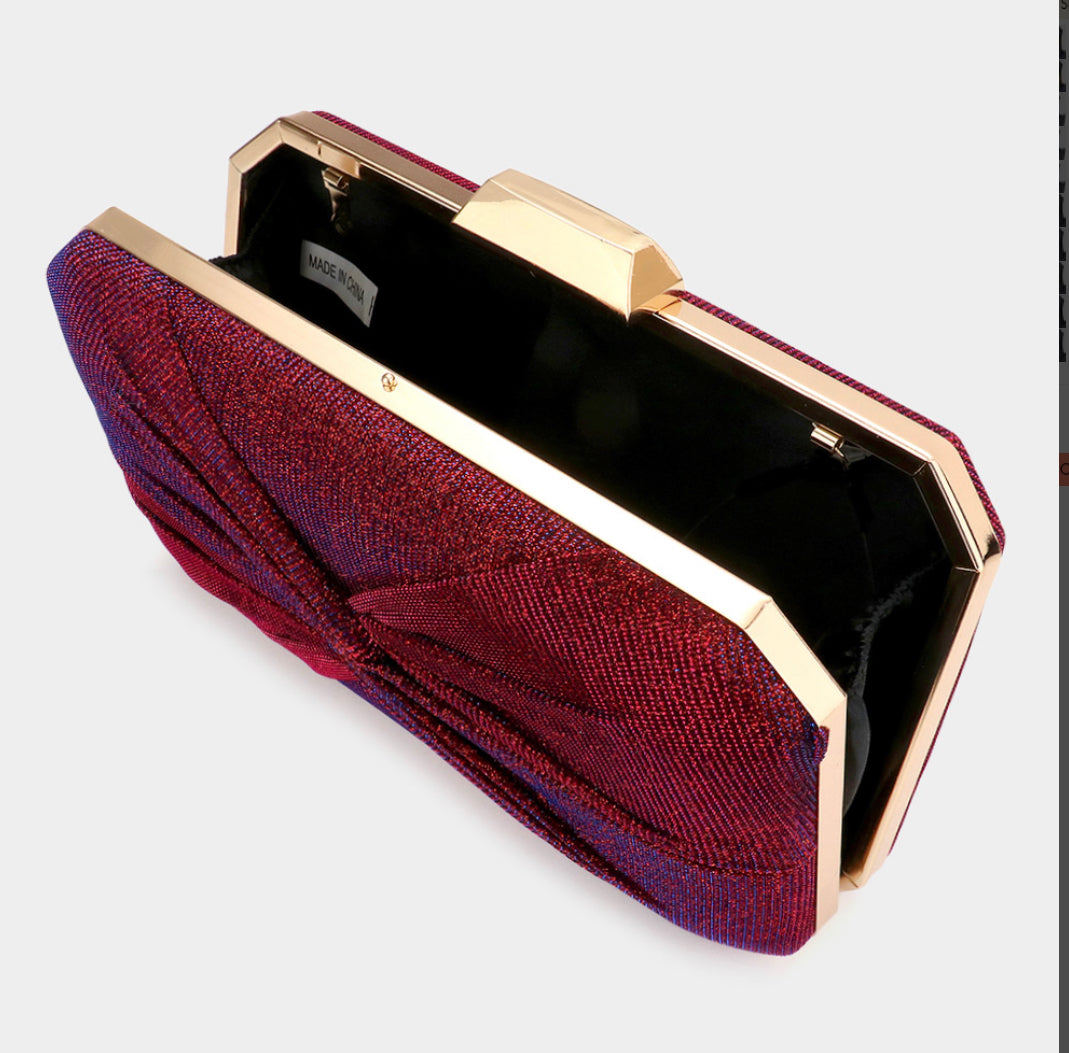 Knotted Shimmery Evening Clutch / Crossbody Bag