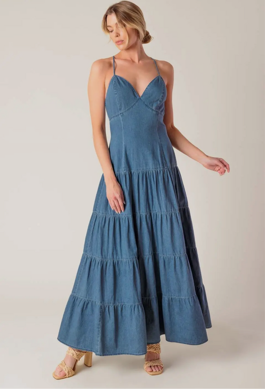 SUNDAY BEST CHAMBRAY MIDI DRESS