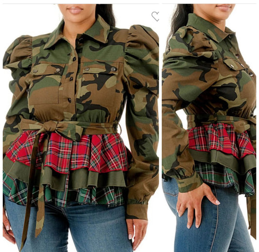 Multi Function Camouflage + Plaid Jacket