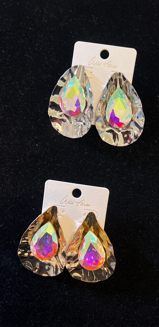 EILEEN BIG TEARDROP EARRINGS AND CRYSTALS