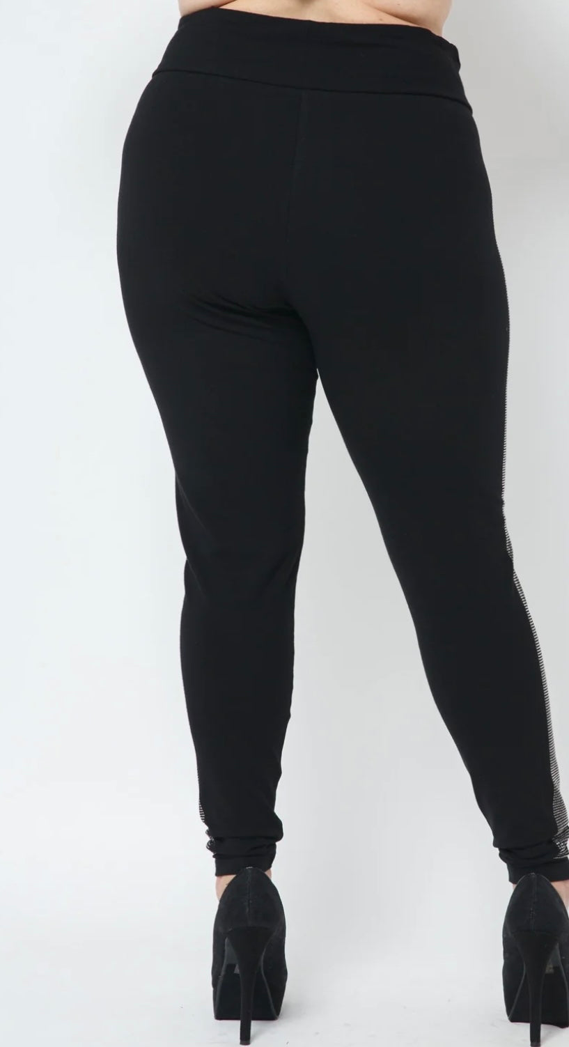 Side Rhinestones Leggings
