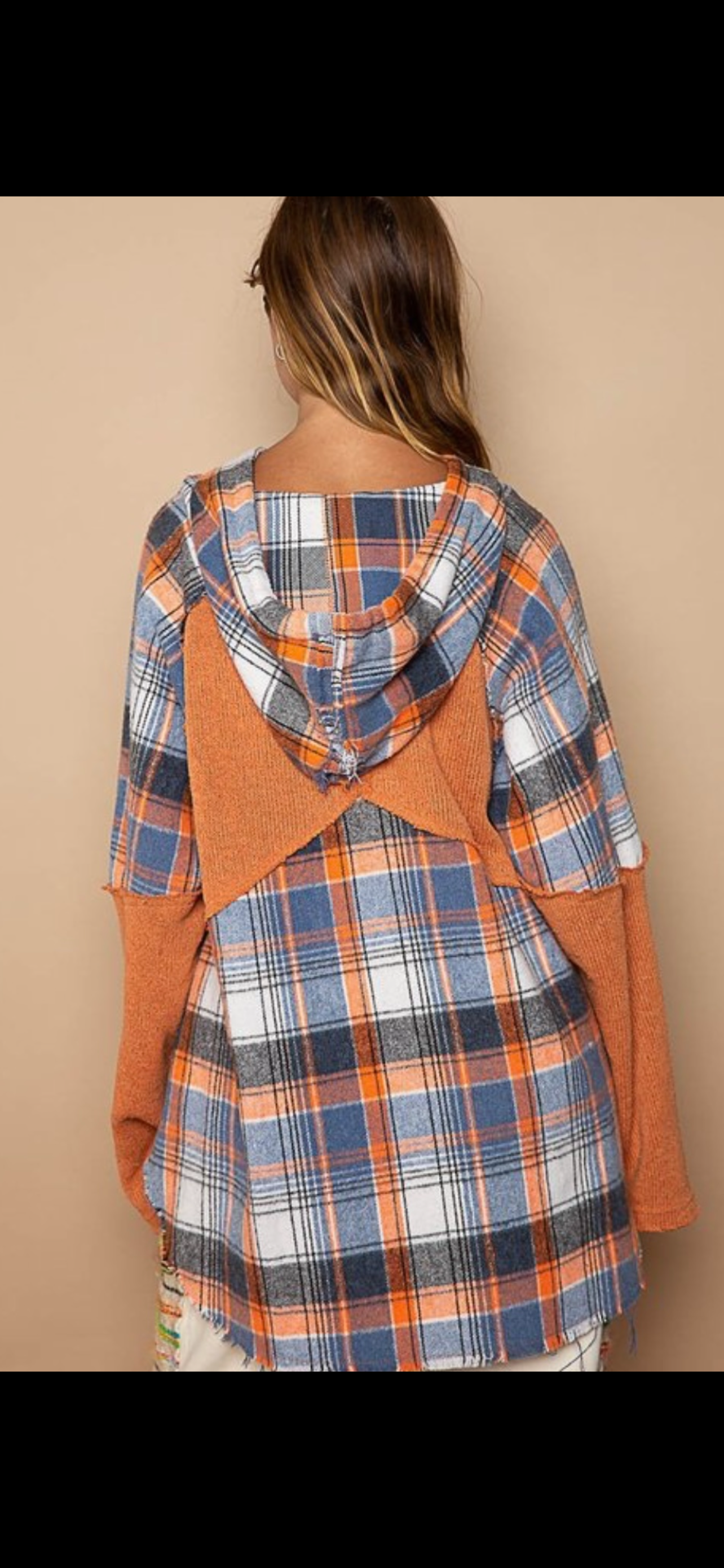 Yasmine Contrast Vintage Wash Plaid Top