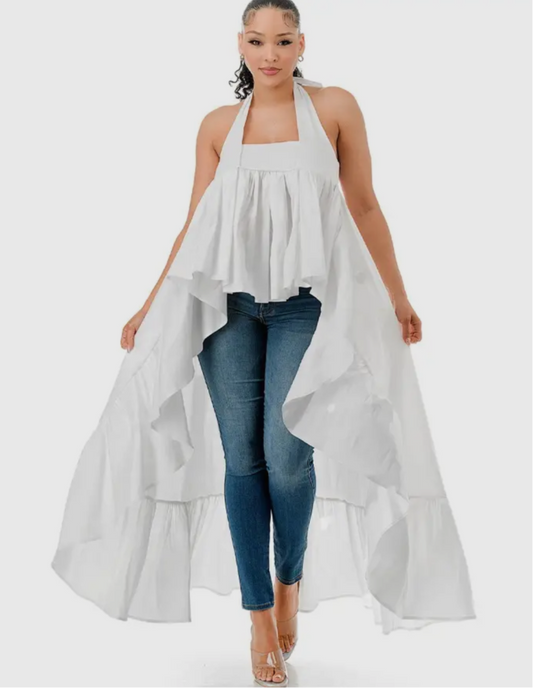 Fancy Halter Ruffle Dramatic High Low