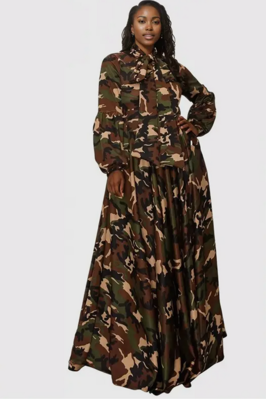 Sophisticated Camo Maxi Dress
