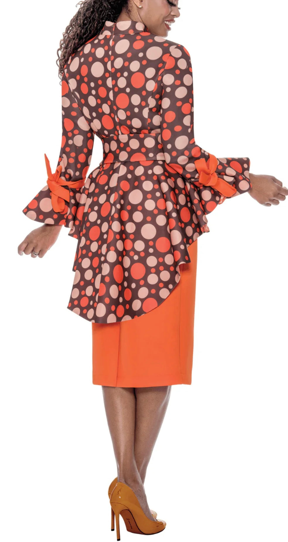 2pc Brown & Orange  Circle Design