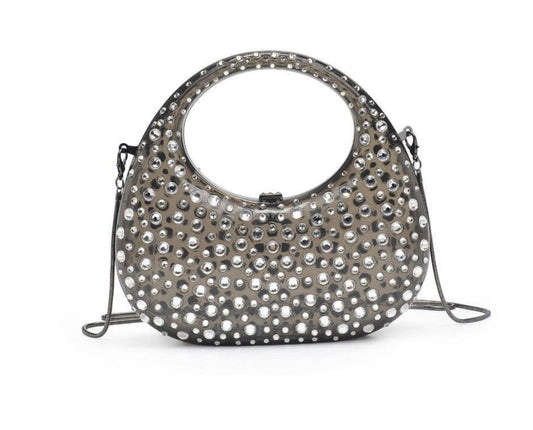 Adorned Lucite Crystal Bag_Smoke