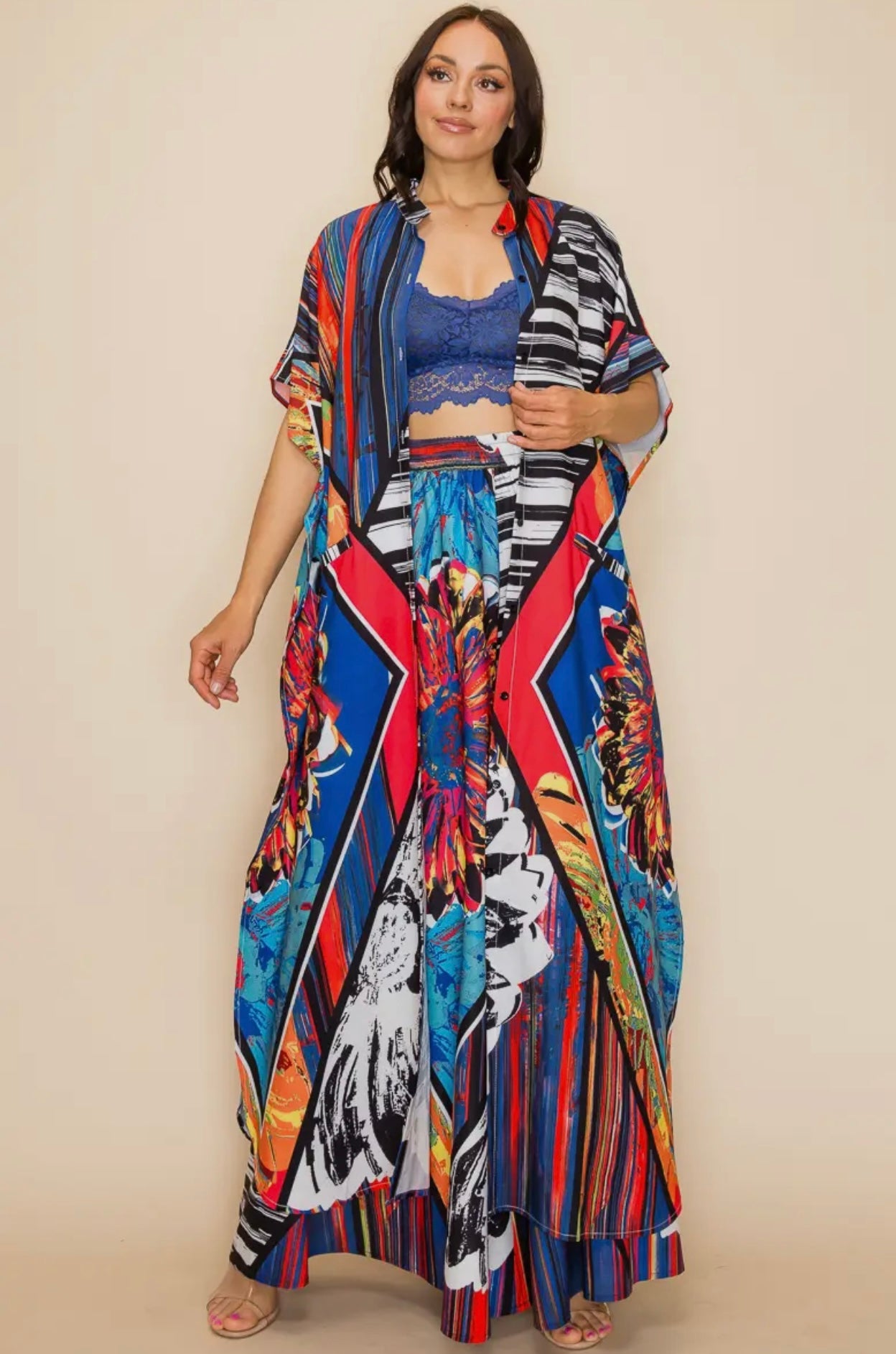 Sudden Blue Floral 2pc Pant Set