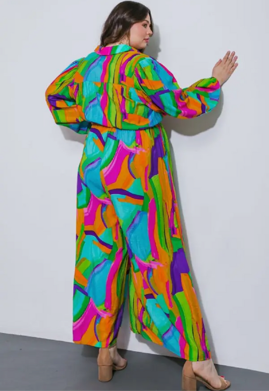 Sarfari- Green Pink Jumpsuit