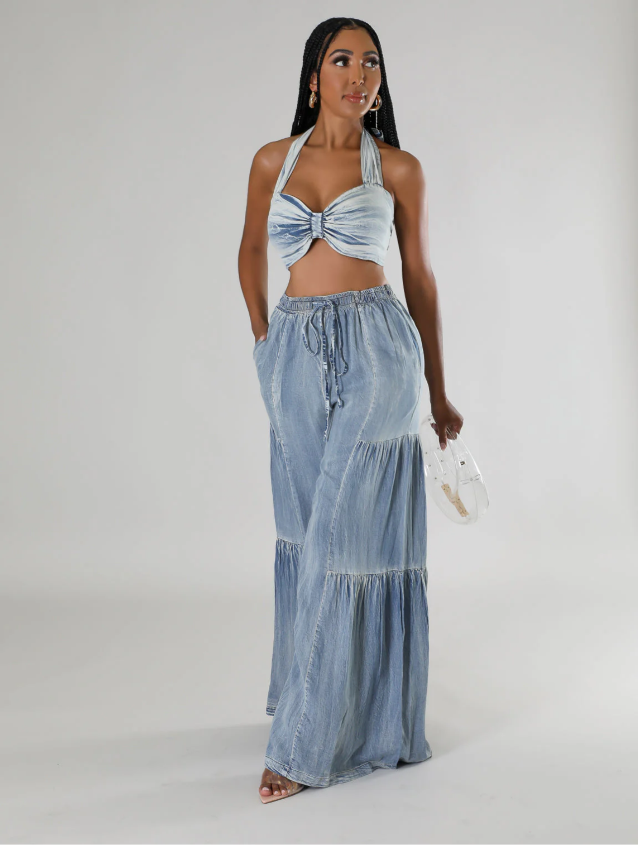 Take Me To The River 2pc Denim Pant Set