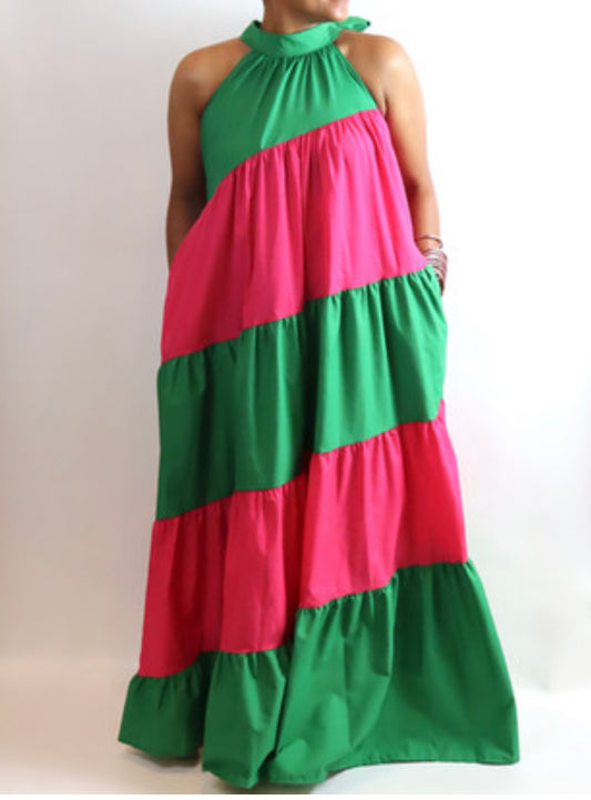 Leave It To Me Pink& Green Maxi