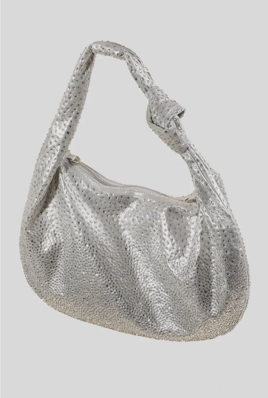 FAME Rhinestone Studded Hobo Bag