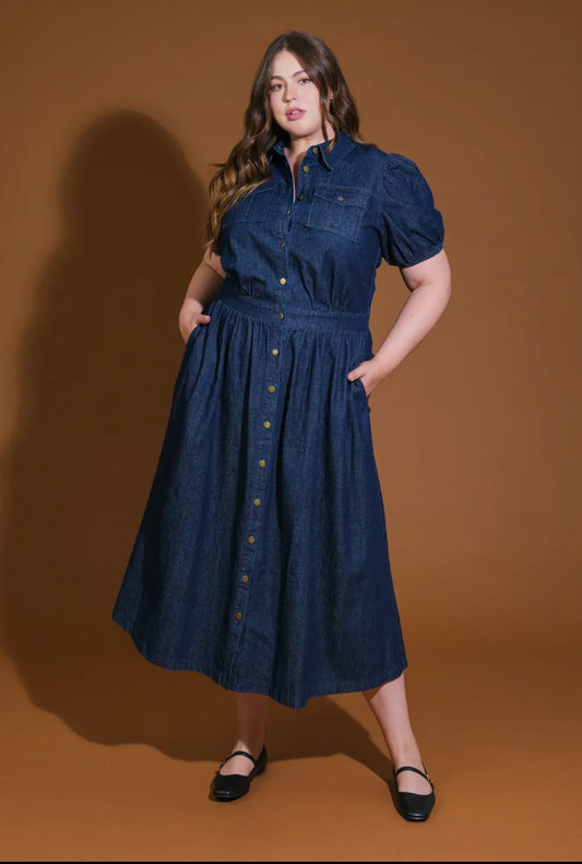 GET THE LOOK DENIM MIDI DRESS