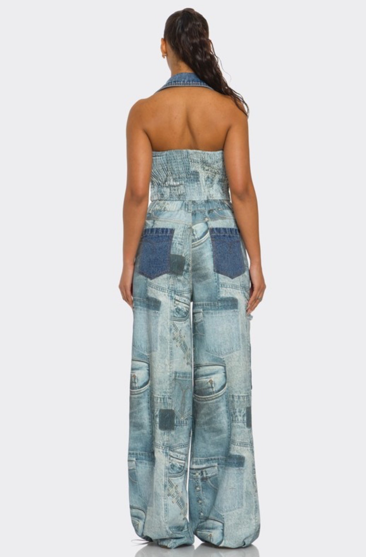 RETRO REVIVAL PATCHWORK DENIM TWO-PIECE SET