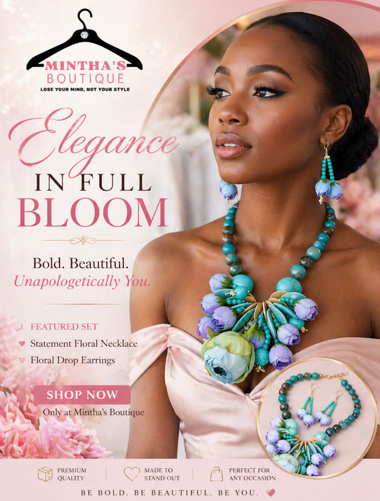 Bold Floral Embellished Chunky Beaded Statement Necklace